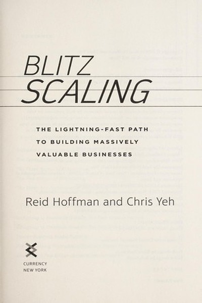 Blitzscaling book cover