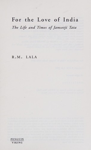 For the Love of India: The Life and Times of Jamsetji Tata book cover